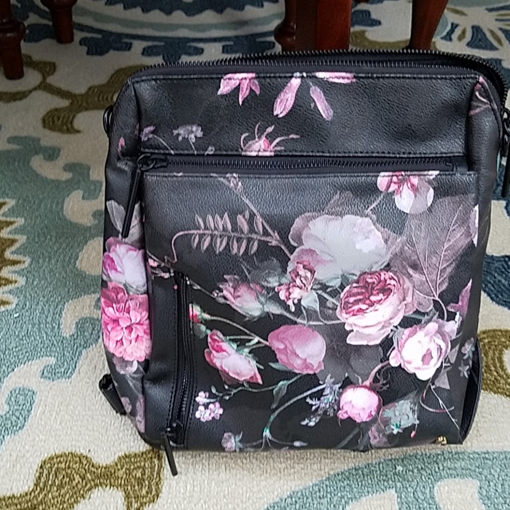Elliott Lucca Floral Print Leather Backpack